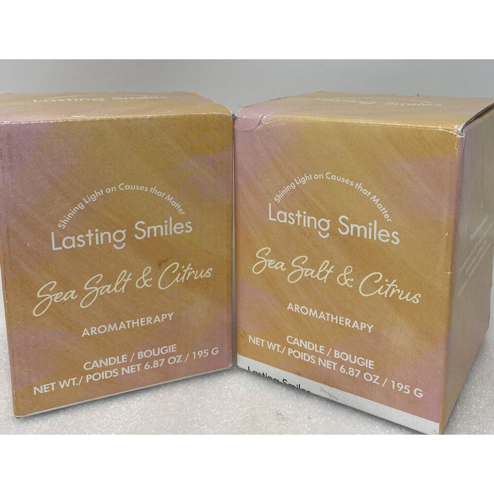 Lot of 2 LASTING SMILES SEA SALT & CITRUS AROMATHERAPY CANDLE 6.87 FL OZ. NIB